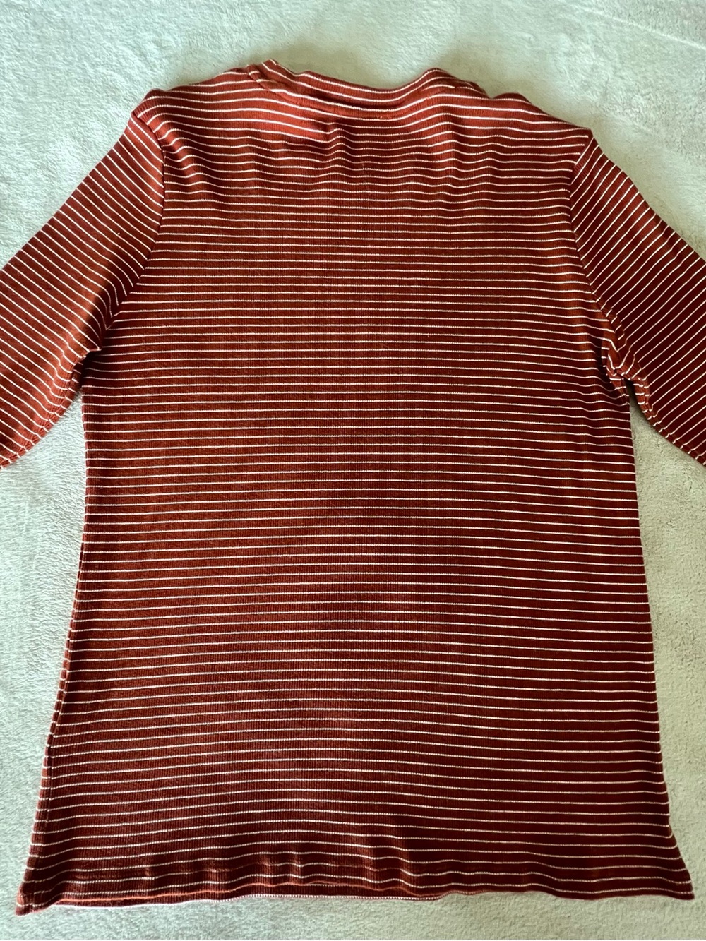 Vince Rust and Cream Striped Ribbed Long Sleeve Crew - Picture 6 of 8